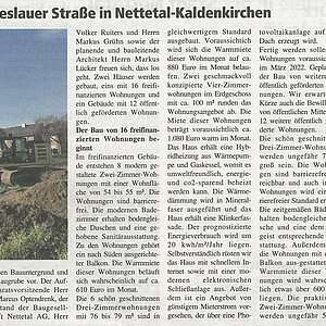 Pressemitteilung über das Bauvorhaben Breslauer Strasse in Nettetal-Kaldenkirchen